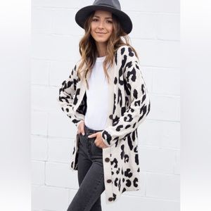 Something Navy Leopard V-Neck Cardigan